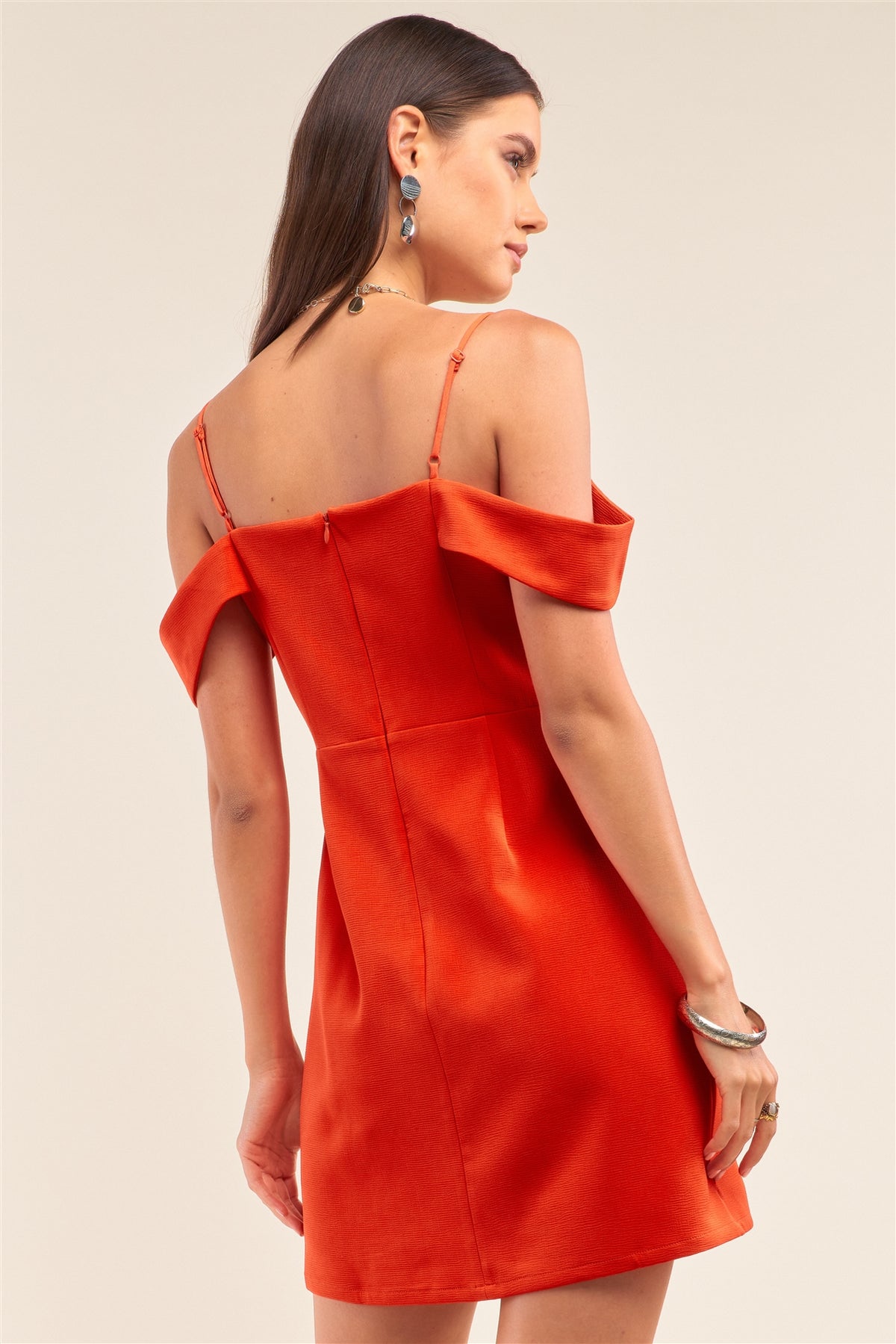 Tomato Red Sweetheart Neck Off The Shoulder Mini Dress - YuppyCollections