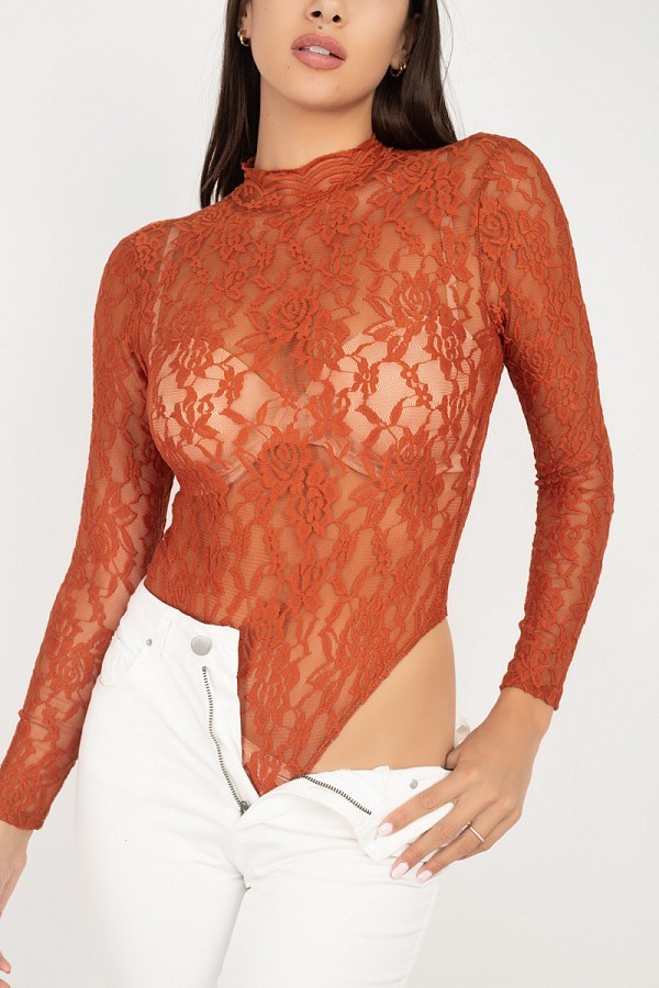 Sheer Floral Lace Bodysuit - YuppyCollections