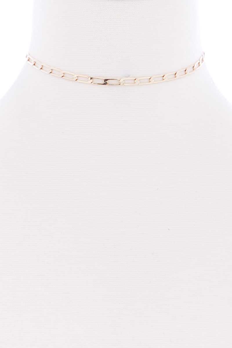 Metal Chain Link Choker Necklace - YuppyCollections