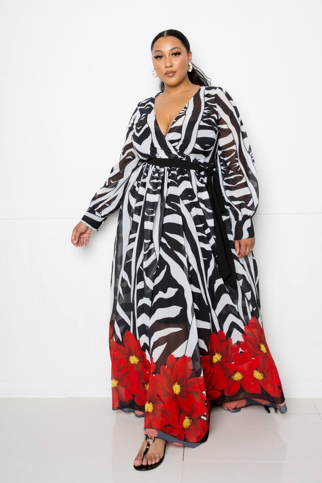 Zebra Printed Maxi Dress - YuppyCollections