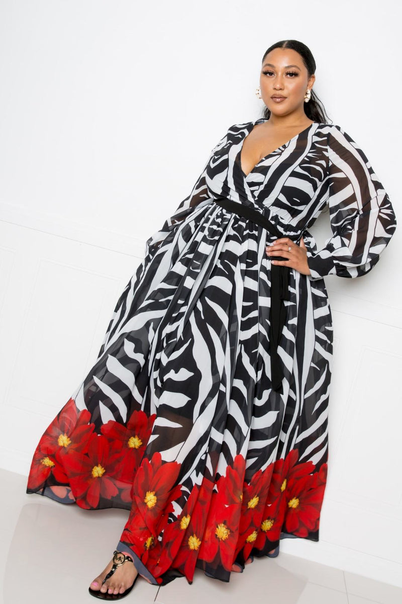 Zebra Printed Maxi Dress - YuppyCollections