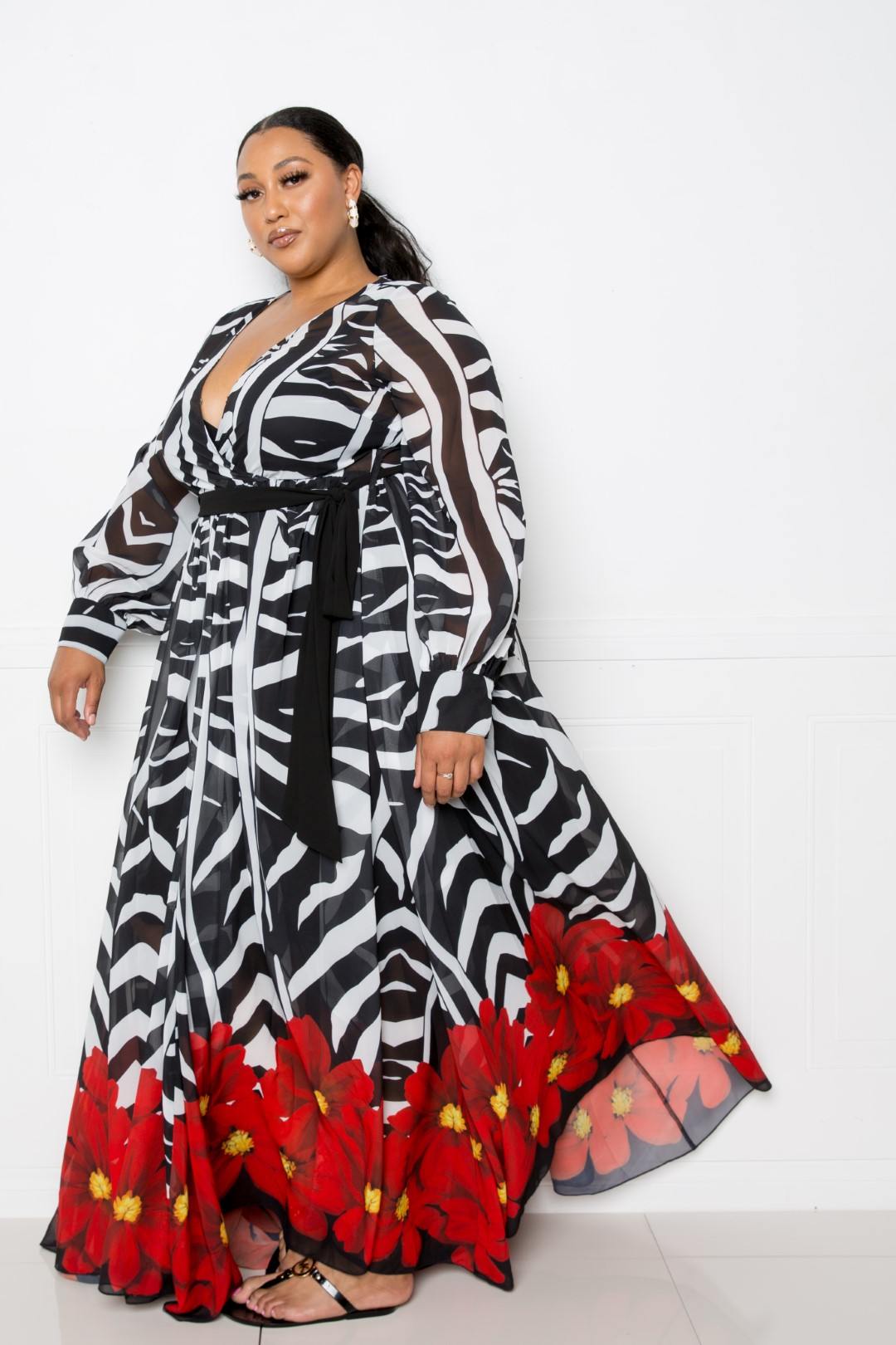 Zebra Printed Maxi Dress - YuppyCollections