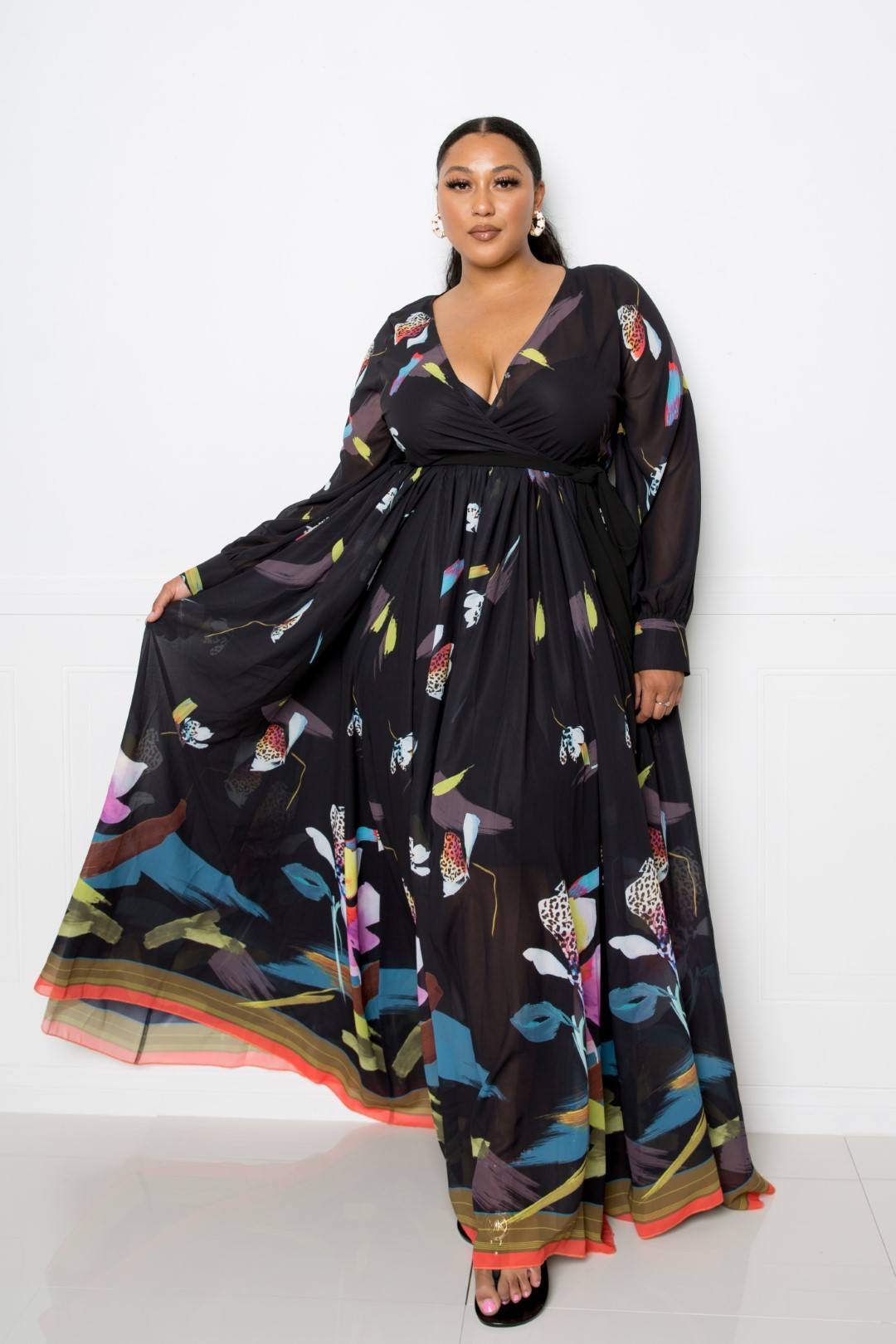 Tropical Print Maxi Dress - YuppyCollections