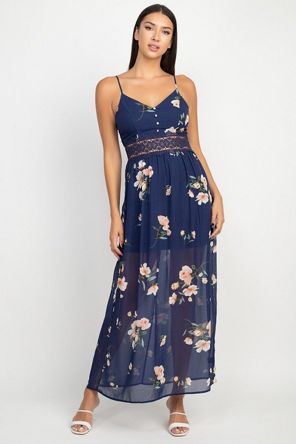 Floral Lace Maxi Dress - YuppyCollections