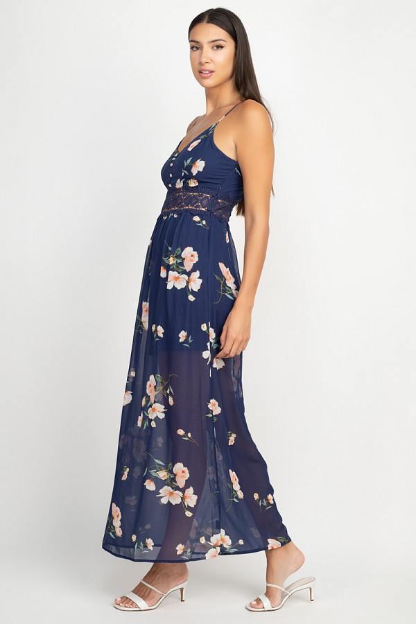 Floral Lace Maxi Dress - YuppyCollections