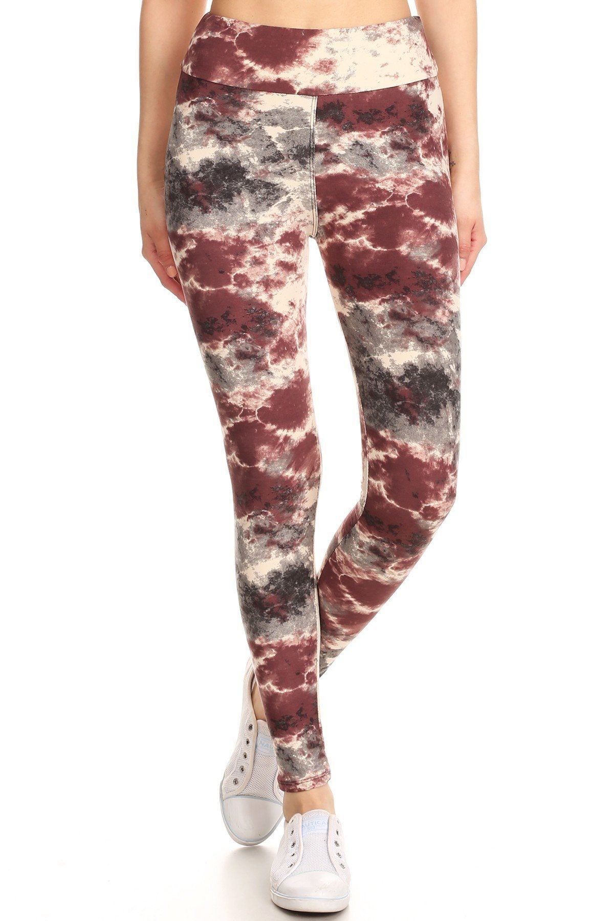 Yoga Style Banded Lined Tie Dye Print, Full Length Leggings In A Slim Fitting - YuppyCollections