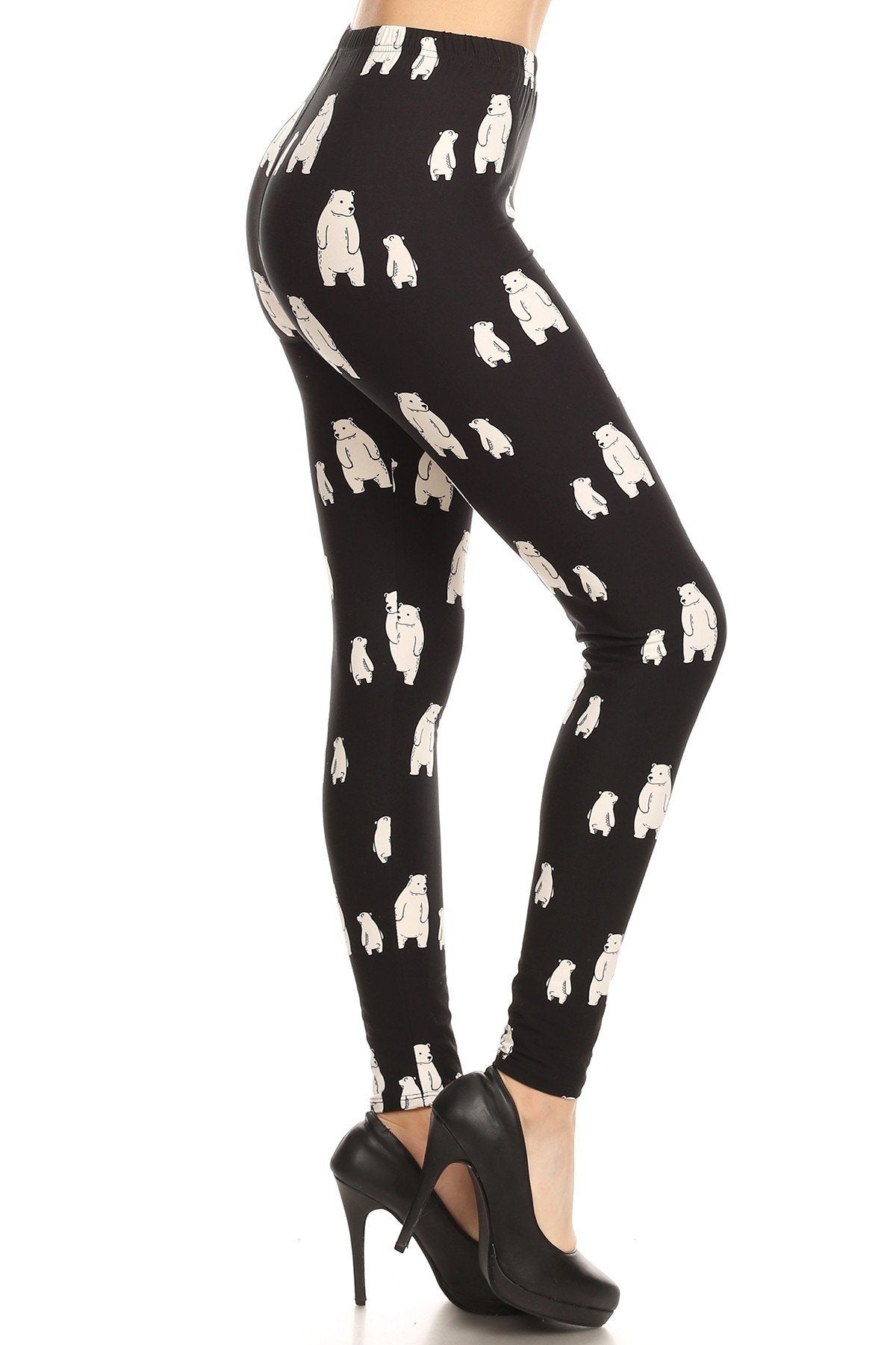 Polar Bear Print, High Waisted Full Length Leggings With An Elastic Band. - YuppyCollections