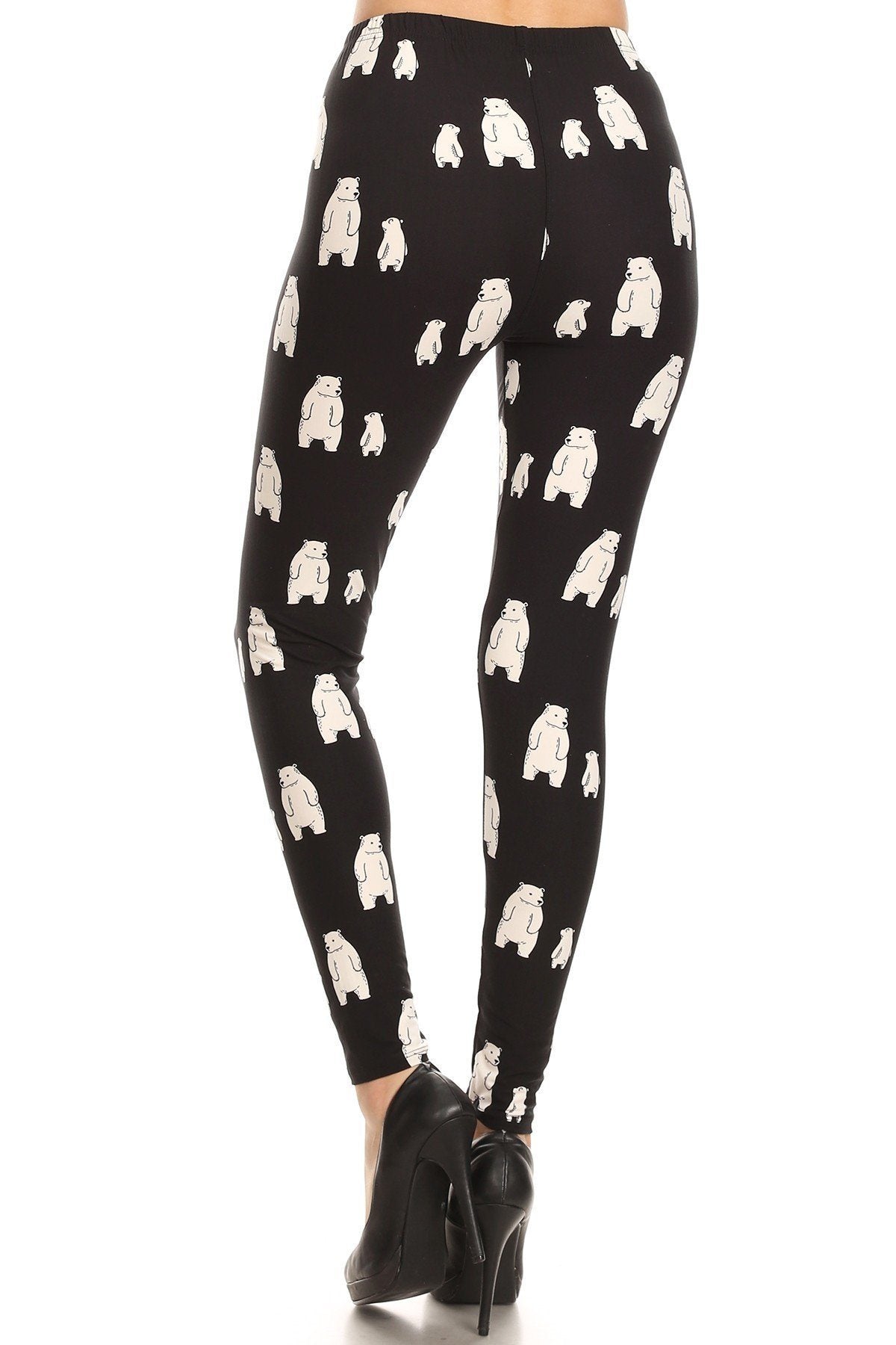 Polar Bear Print, High Waisted Full Length Leggings With An Elastic Band. - YuppyCollections