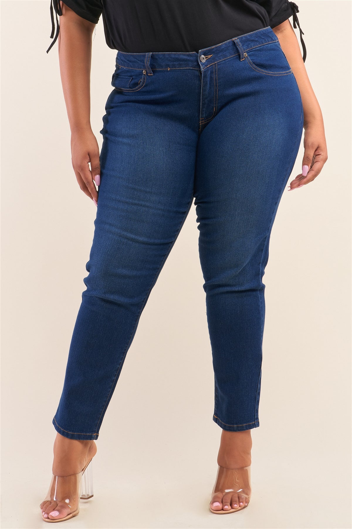 Plus Size Low-mid Rise Straight Cut Denim Pants - YuppyCollections