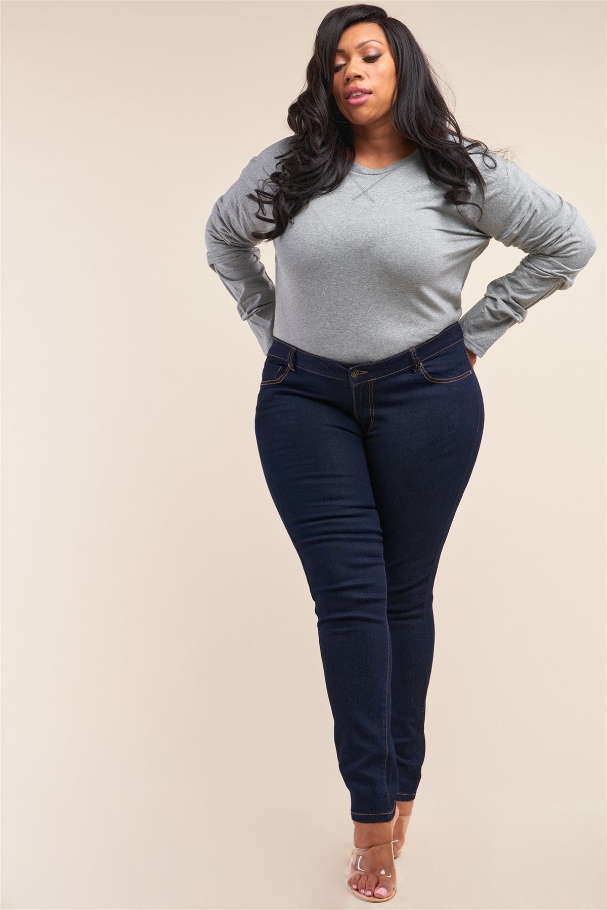 Plus Size Low-mid Rise Straight Cut Denim Pants - YuppyCollections