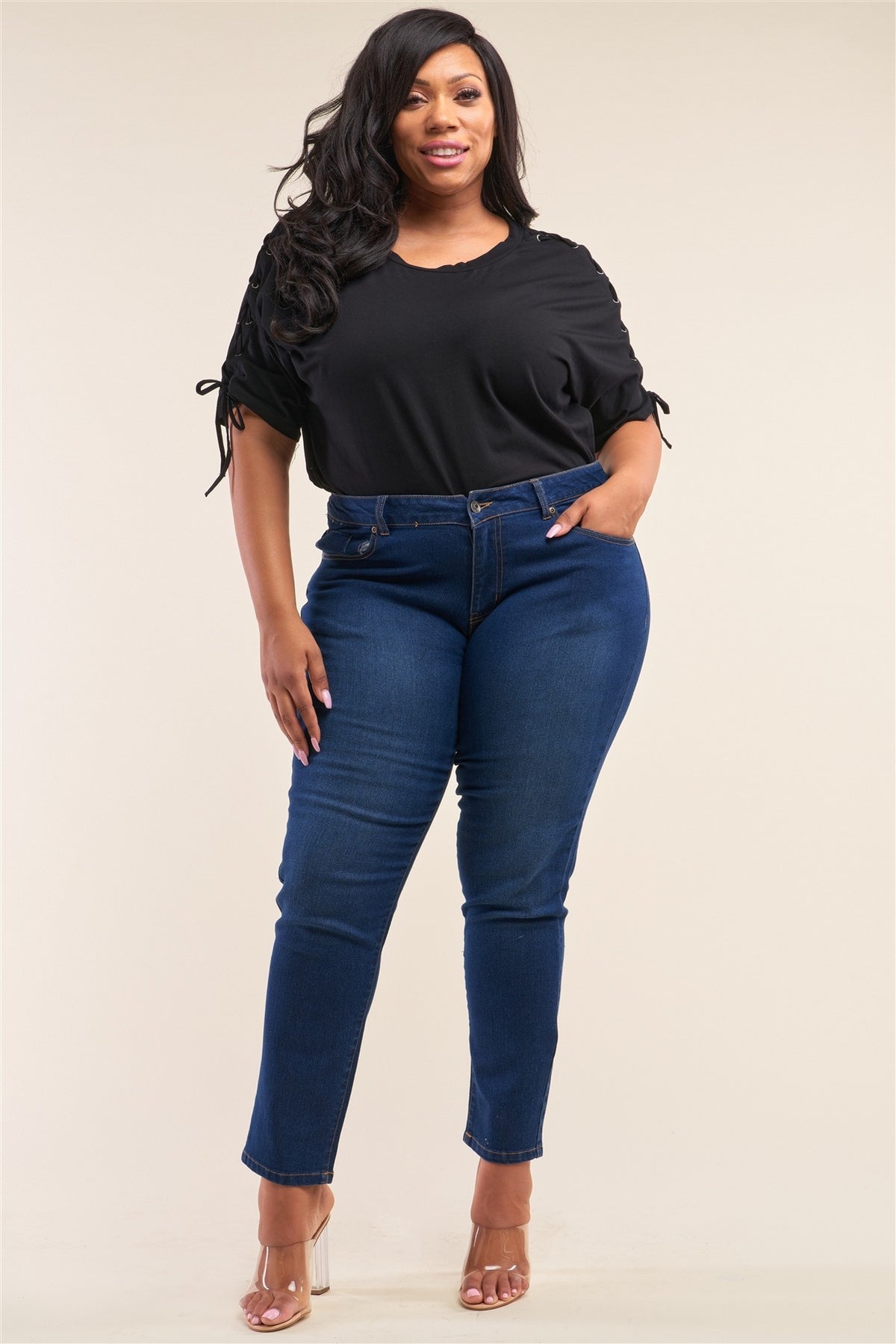 Plus Size Low-mid Rise Straight Cut Denim Pants - YuppyCollections