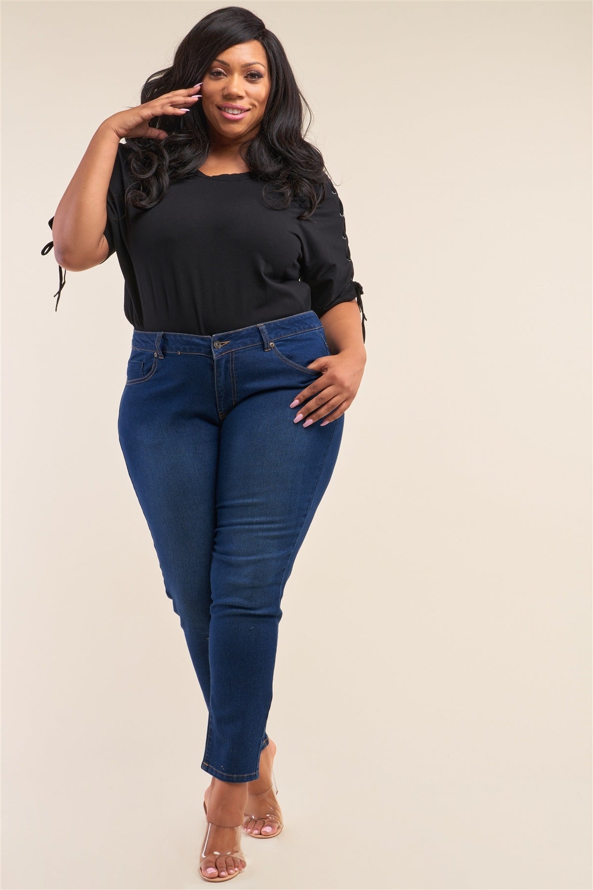 Plus Size Low-mid Rise Straight Cut Denim Pants - YuppyCollections