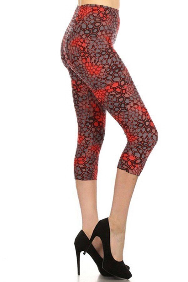 Printed, High Waisted, Capri Leggings With An Elasticized Waist Band - YuppyCollections