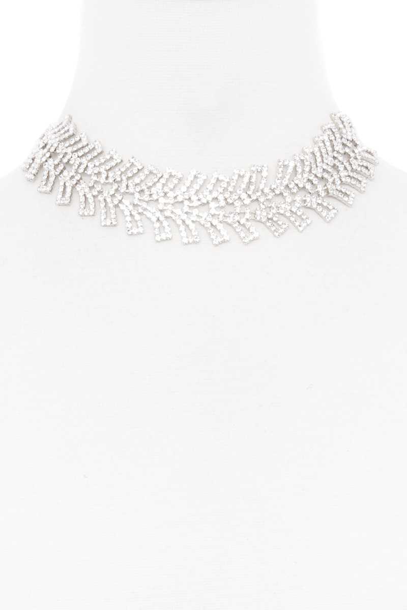 Rhinestone Wide Short Necklace - YuppyCollections