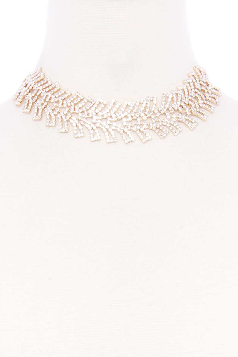 Rhinestone Wide Short Necklace - YuppyCollections