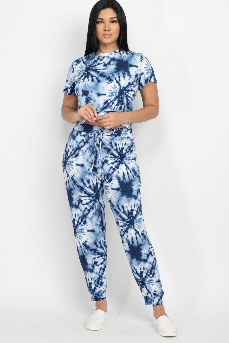 Tie-dye Printed Top And Pants Set - YuppyCollections