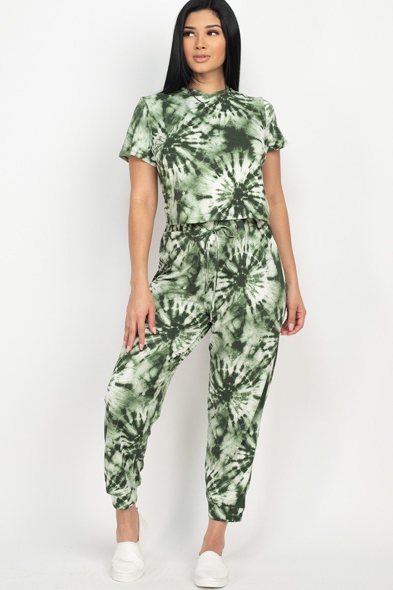 Tie-dye Printed Top And Pants Set - YuppyCollections