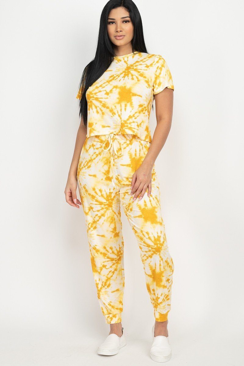 Tie-dye Printed Top And Pants Set - YuppyCollections