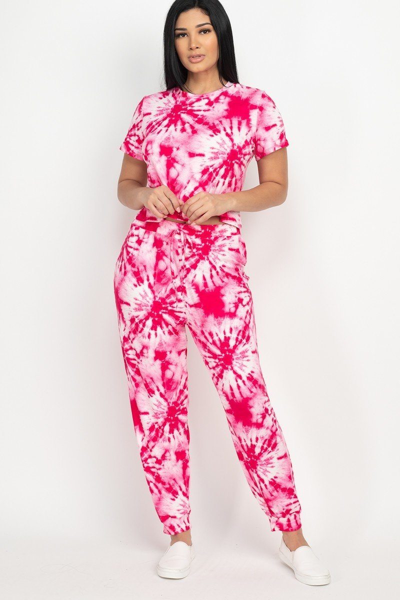 Tie-dye Printed Top And Pants Set - YuppyCollections