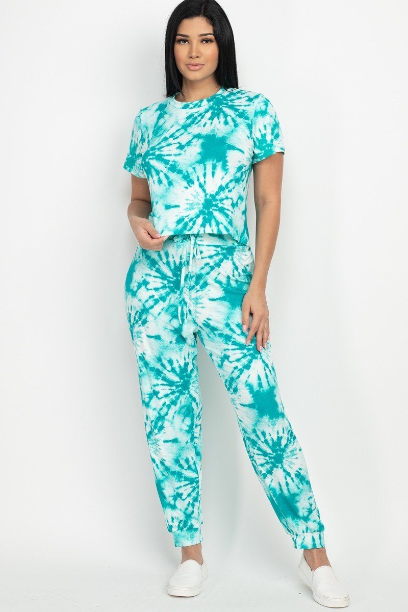 Tie-dye Printed Top And Pants Set - YuppyCollections