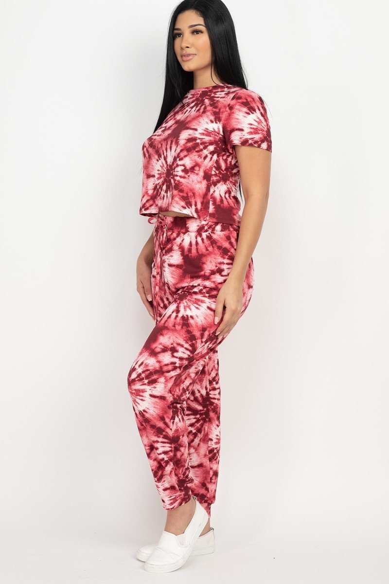 Tie-dye Printed Top And Pants Set - YuppyCollections