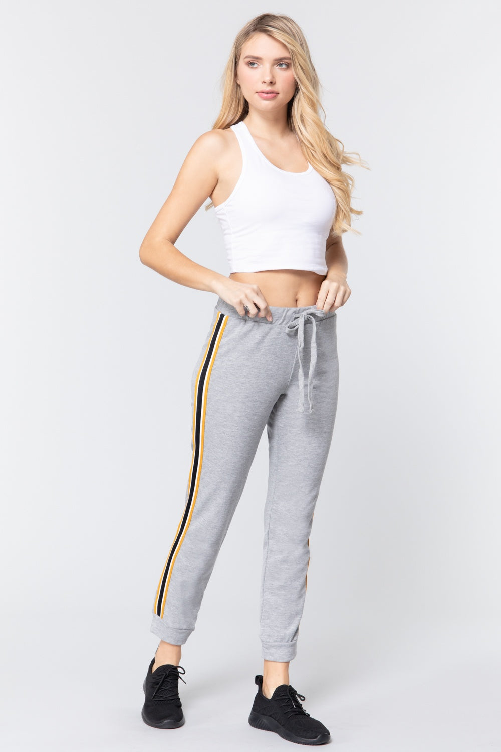 Side Stripe Tape French Terry Pants - YuppyCollections