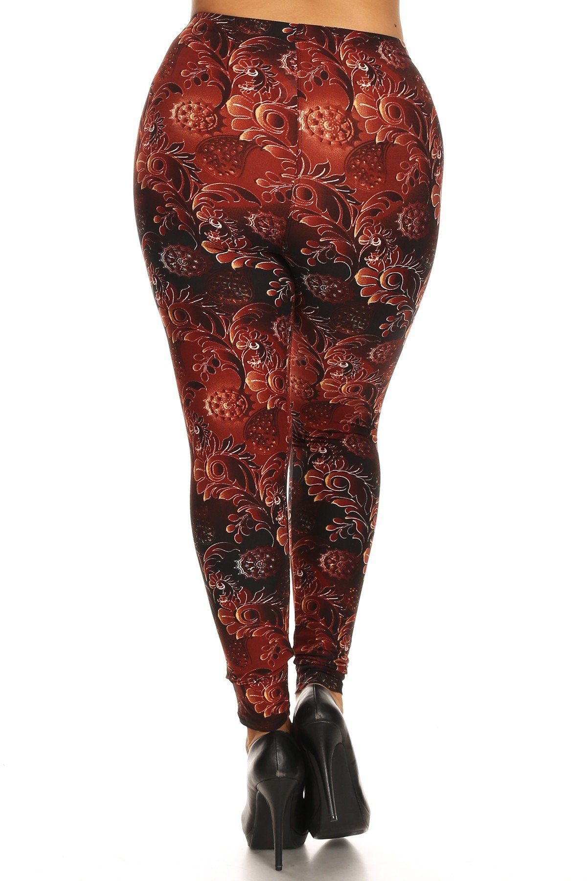 Plus Size Abstract Print, Full Length Leggings In A Slim Fitting Style With A Banded High Waist. - YuppyCollections