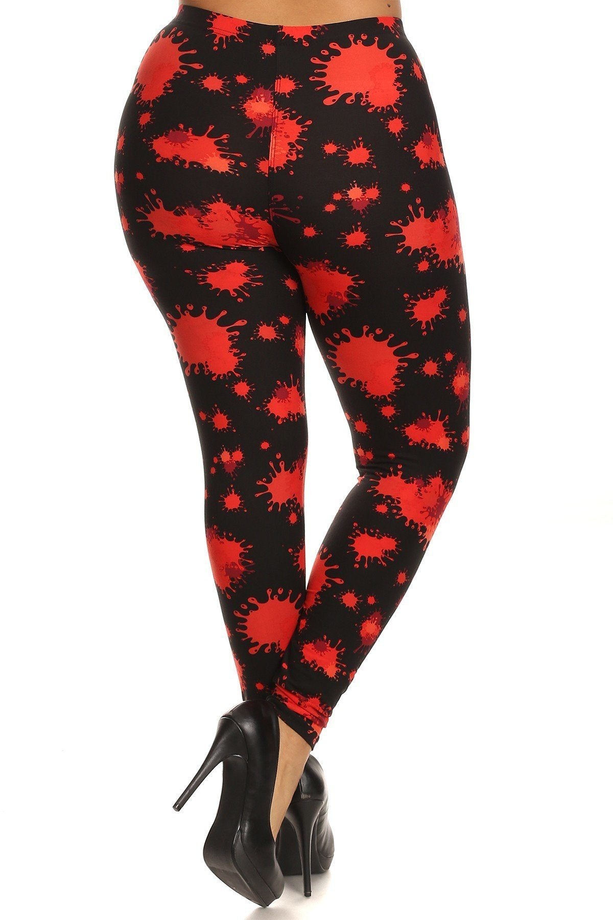 Plus Size Splatter Print, Full Length Leggings In A Slim Fitting Style With A Banded High Waist - YuppyCollections