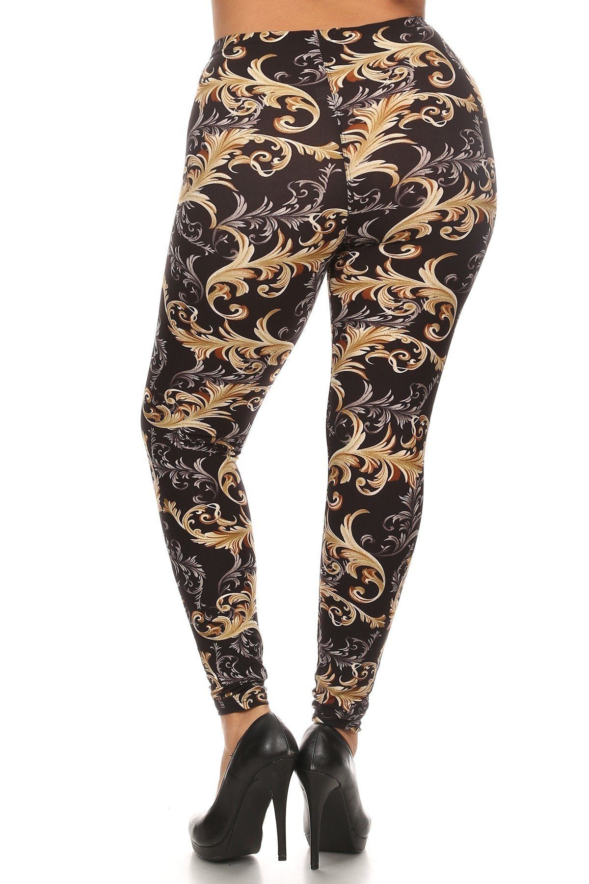 Plus Size Paisley Print, Full Length Leggings In A Slim Fitting Style With A Banded High Waist - YuppyCollections