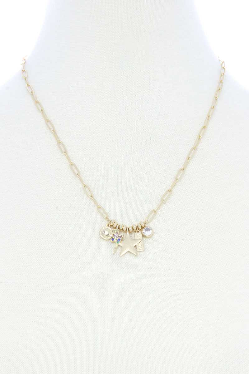 Dainty Star Lighting Bolt Charm Metal Necklace - YuppyCollections