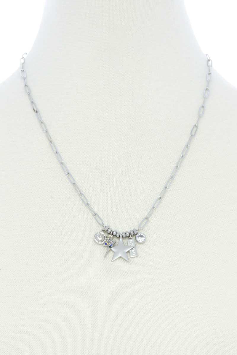 Dainty Star Lighting Bolt Charm Metal Necklace - YuppyCollections