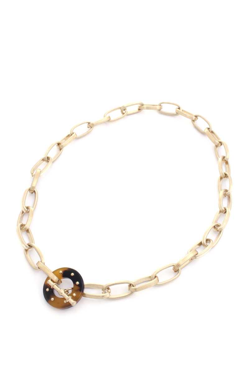 Acetate Ring Oval Link Toggle Clasp Necklace - YuppyCollections