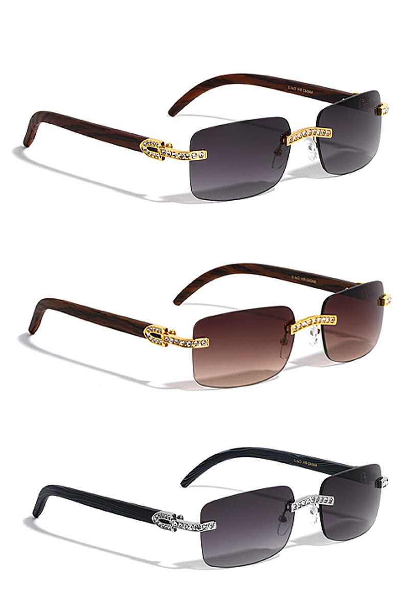 Trendy Metal Rhinestone Rimless Square Sunglasses - YuppyCollections