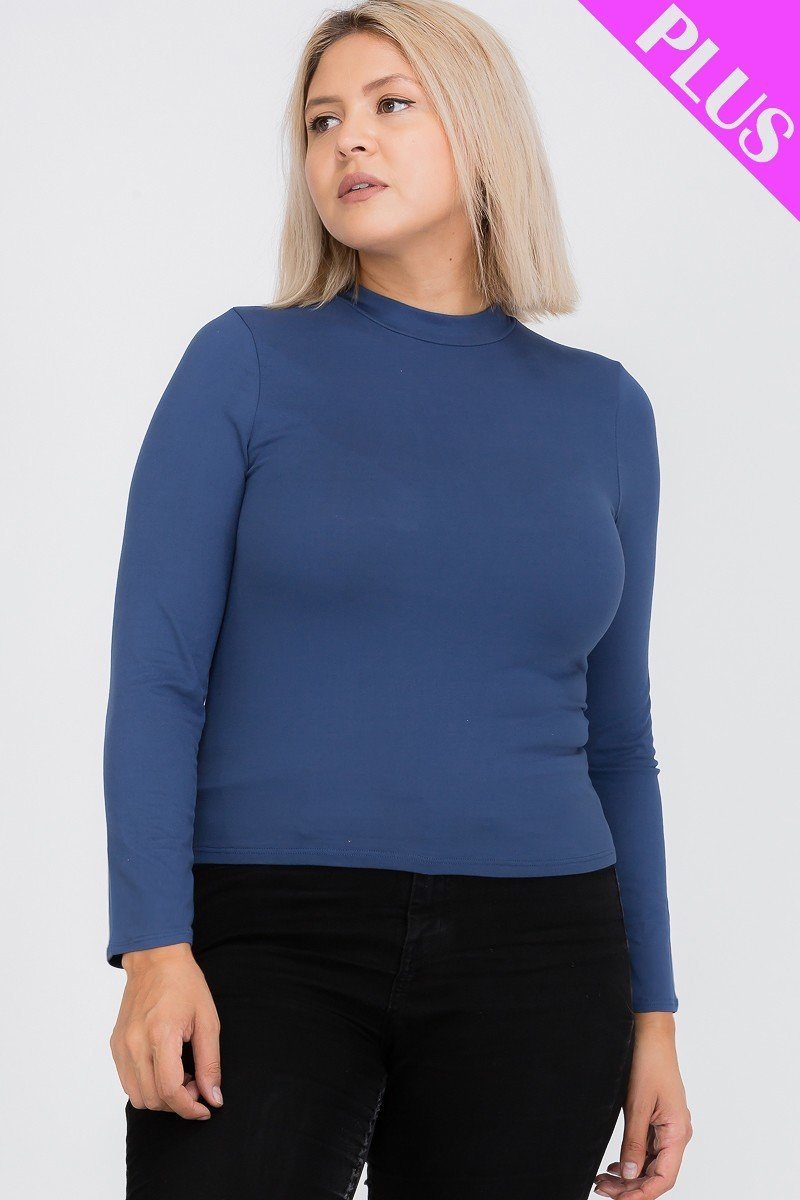 Plus Size Mock Neck Solid Top - YuppyCollections