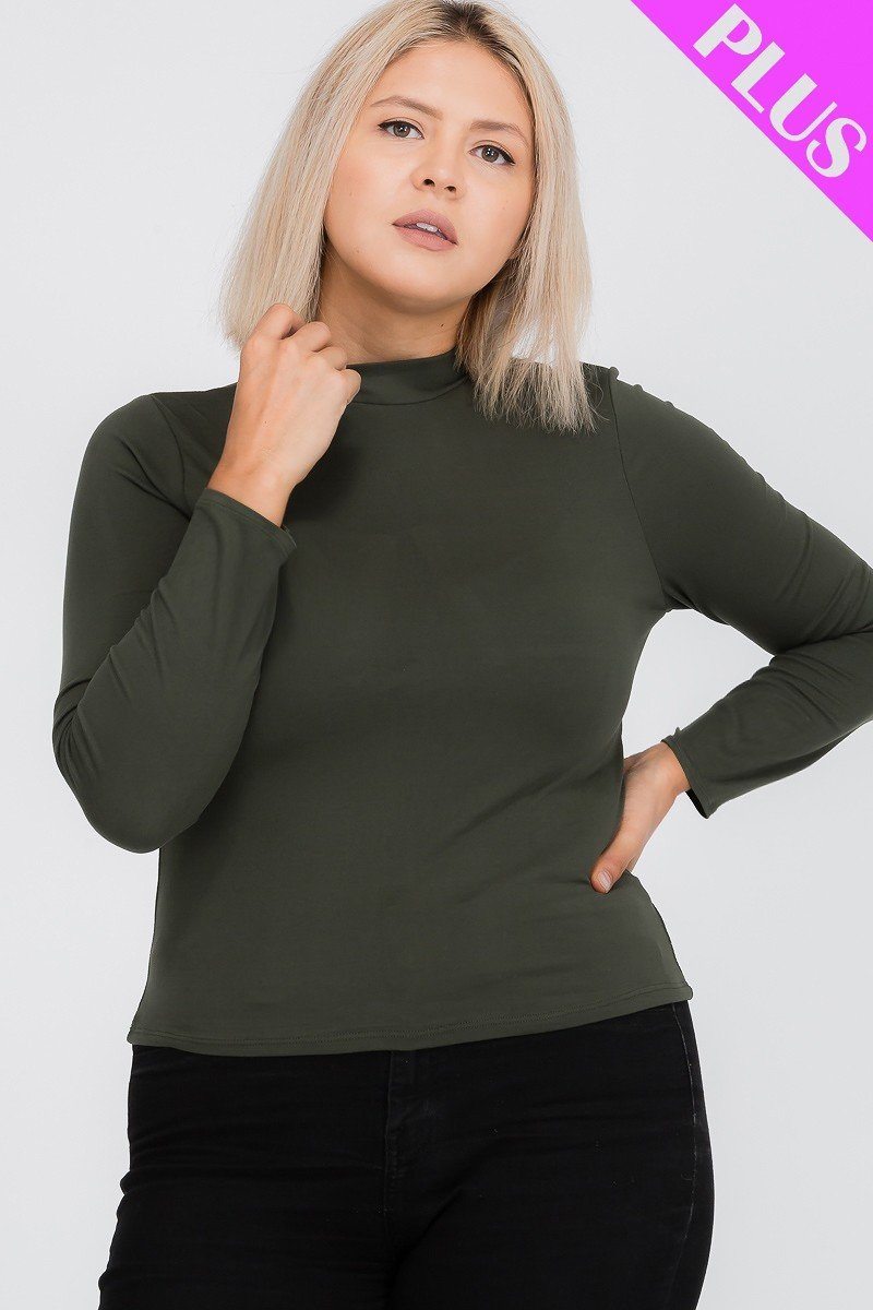 Plus Size Mock Neck Solid Top - YuppyCollections