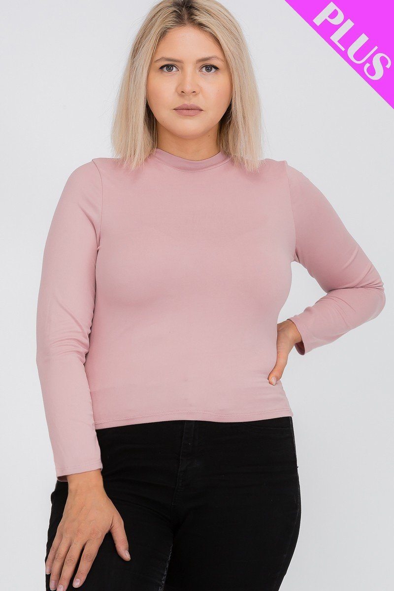 Plus Size Mock Neck Solid Top - YuppyCollections