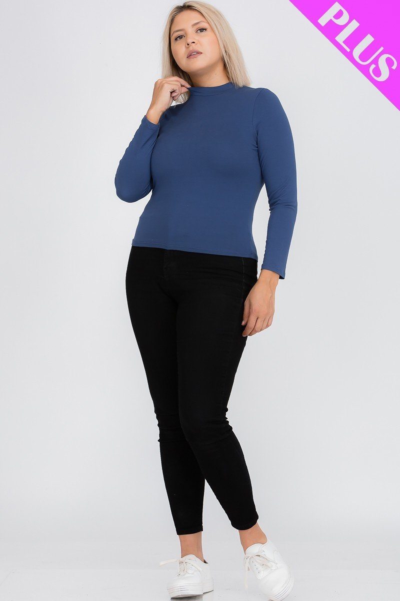 Plus Size Mock Neck Solid Top - YuppyCollections