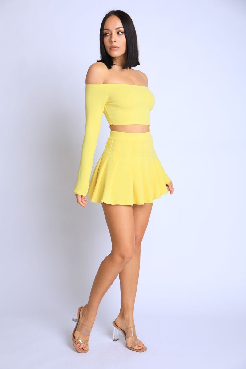 Off Shoulder, Skater Skirt Set - YuppyCollections