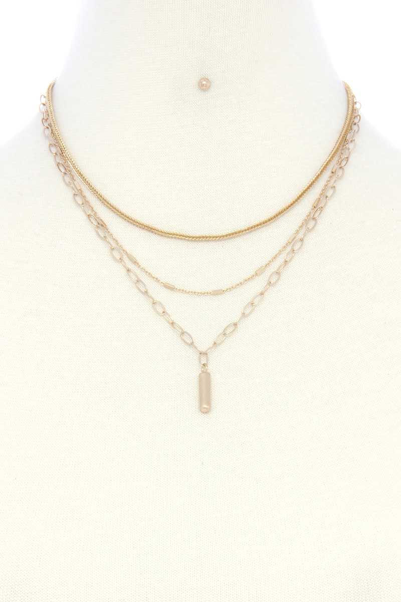 Metal Bar Oval Link Layered Neclace - YuppyCollections