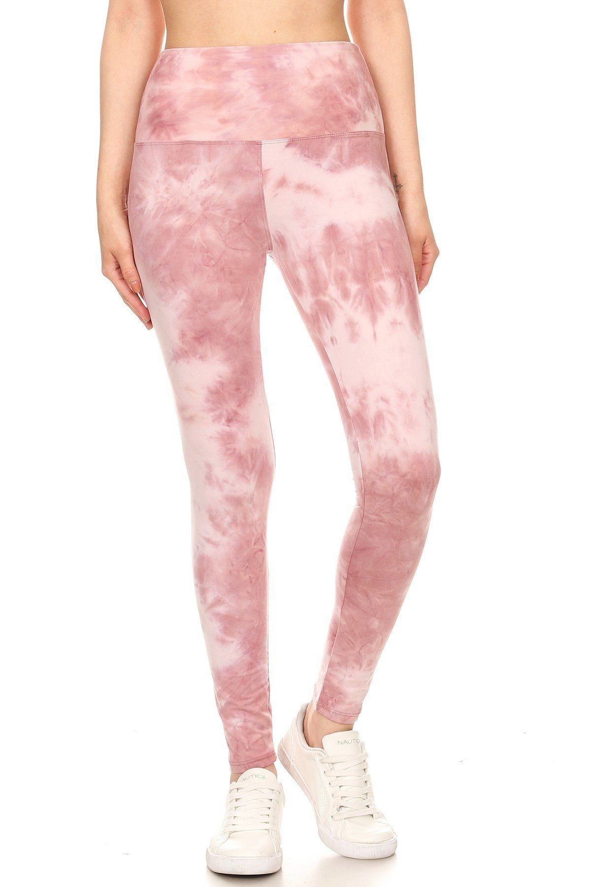 5-inch Long Yoga Style Banded Lined Tie Dye Printed Knit Legging With High Waist. - YuppyCollections