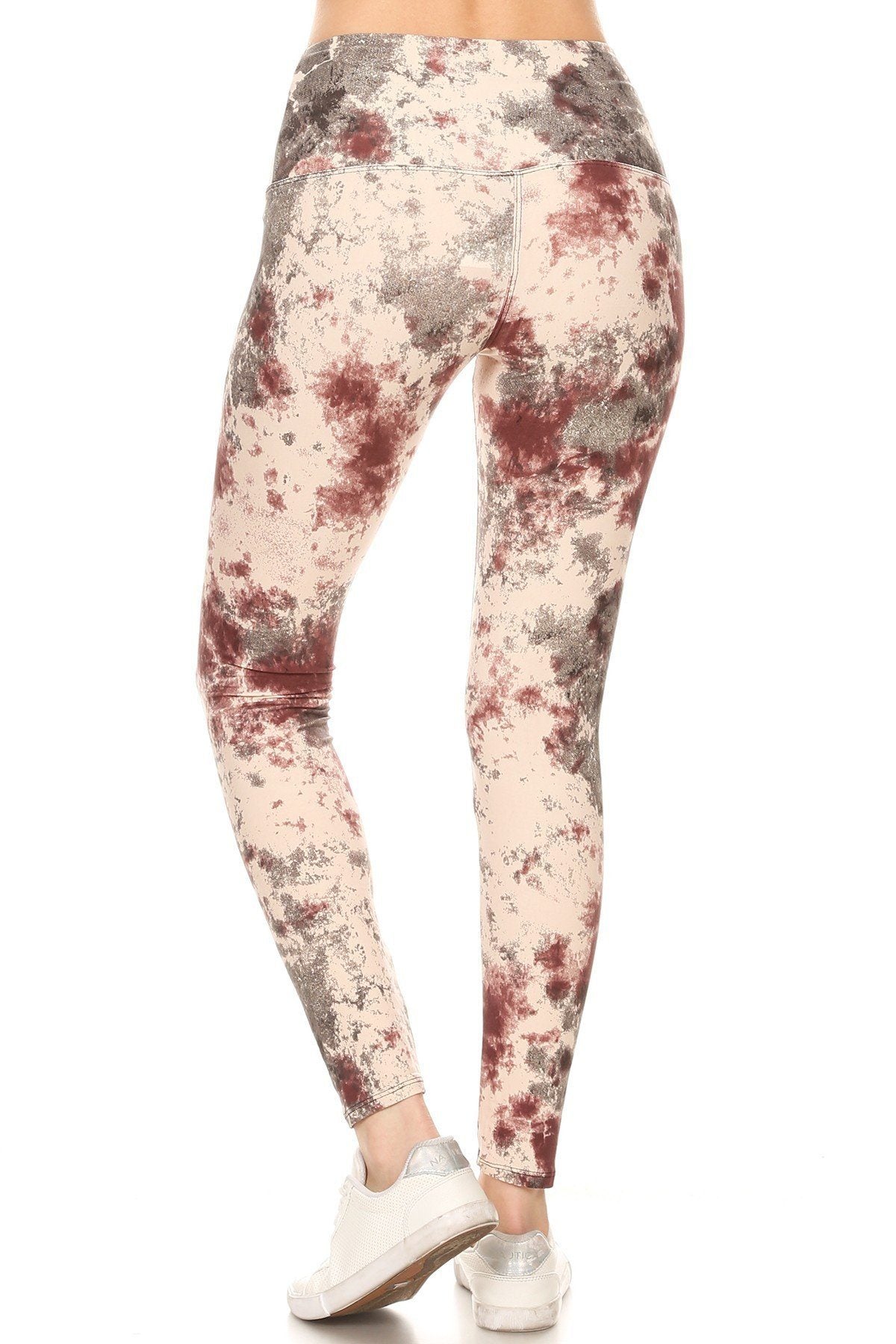 5-inch Long Yoga Style Banded Lined Tie Dye Printed Knit Legging With High Waist - YuppyCollections