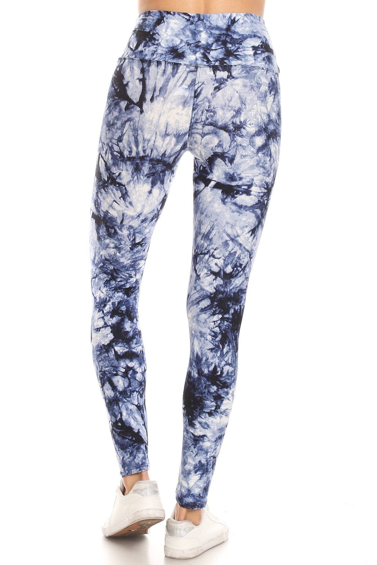 5-inch Long Yoga Style Banded Lined Tie Dye Printed Knit Legging With High Waist - YuppyCollections