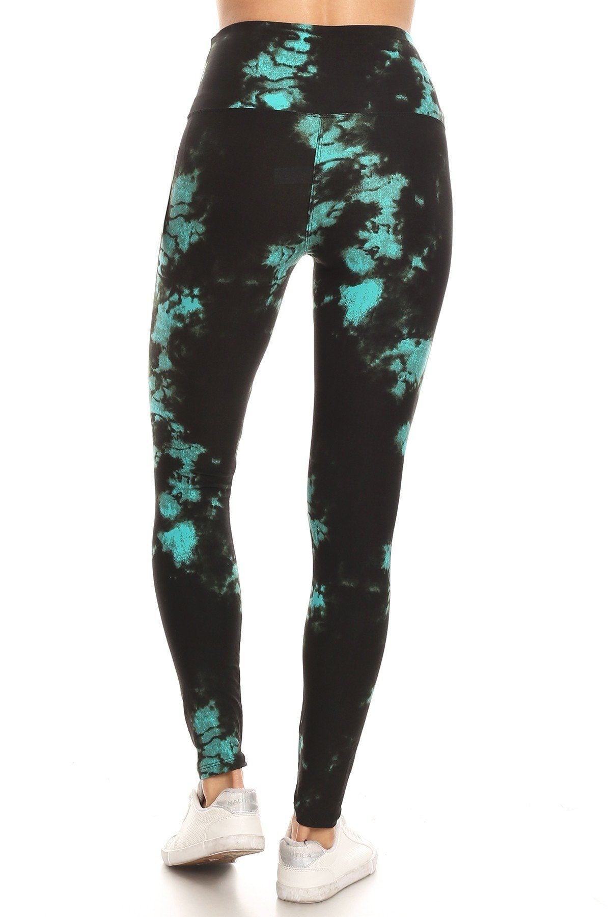 5-inch Long Yoga Style Banded Lined Tie Dye Printed Knit Legging With High Waist - YuppyCollections