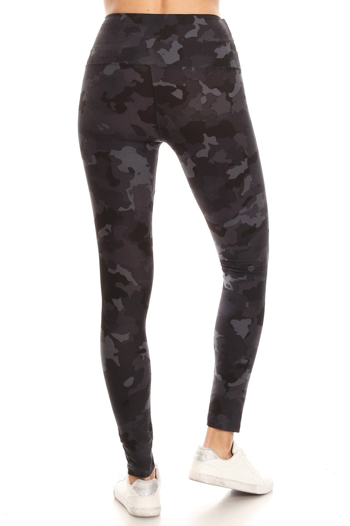 5-inch Long Yoga Style Banded Lined Camouflage Printed Knit Legging With High Waist - YuppyCollections