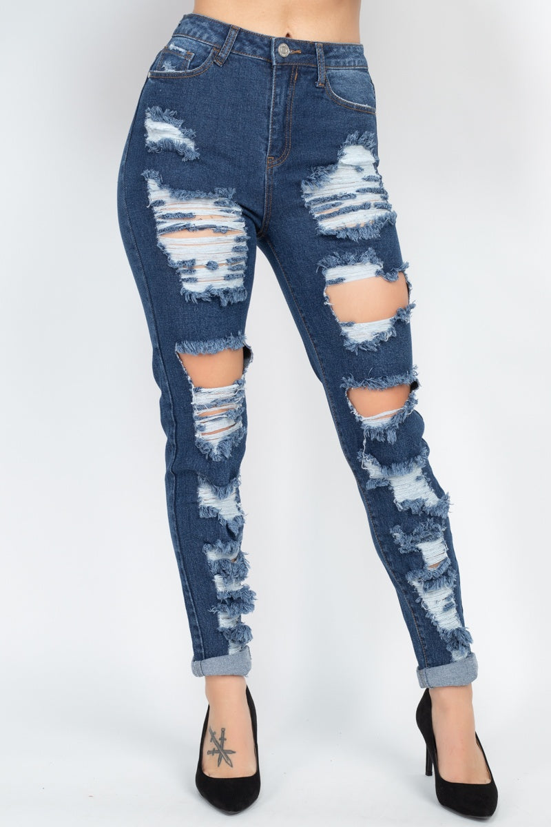 Distressed Straight Leg Jeans - YuppyCollections