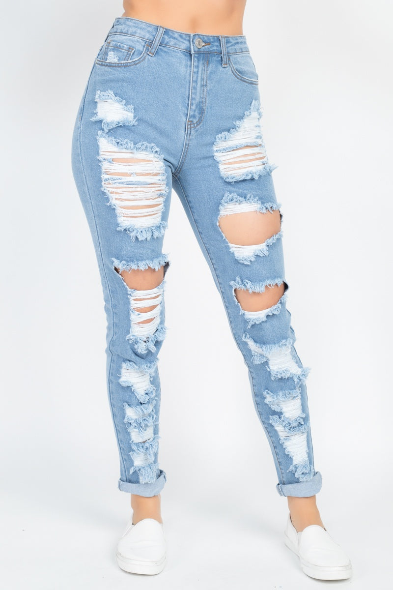 Distressed Straight Leg Jeans - YuppyCollections