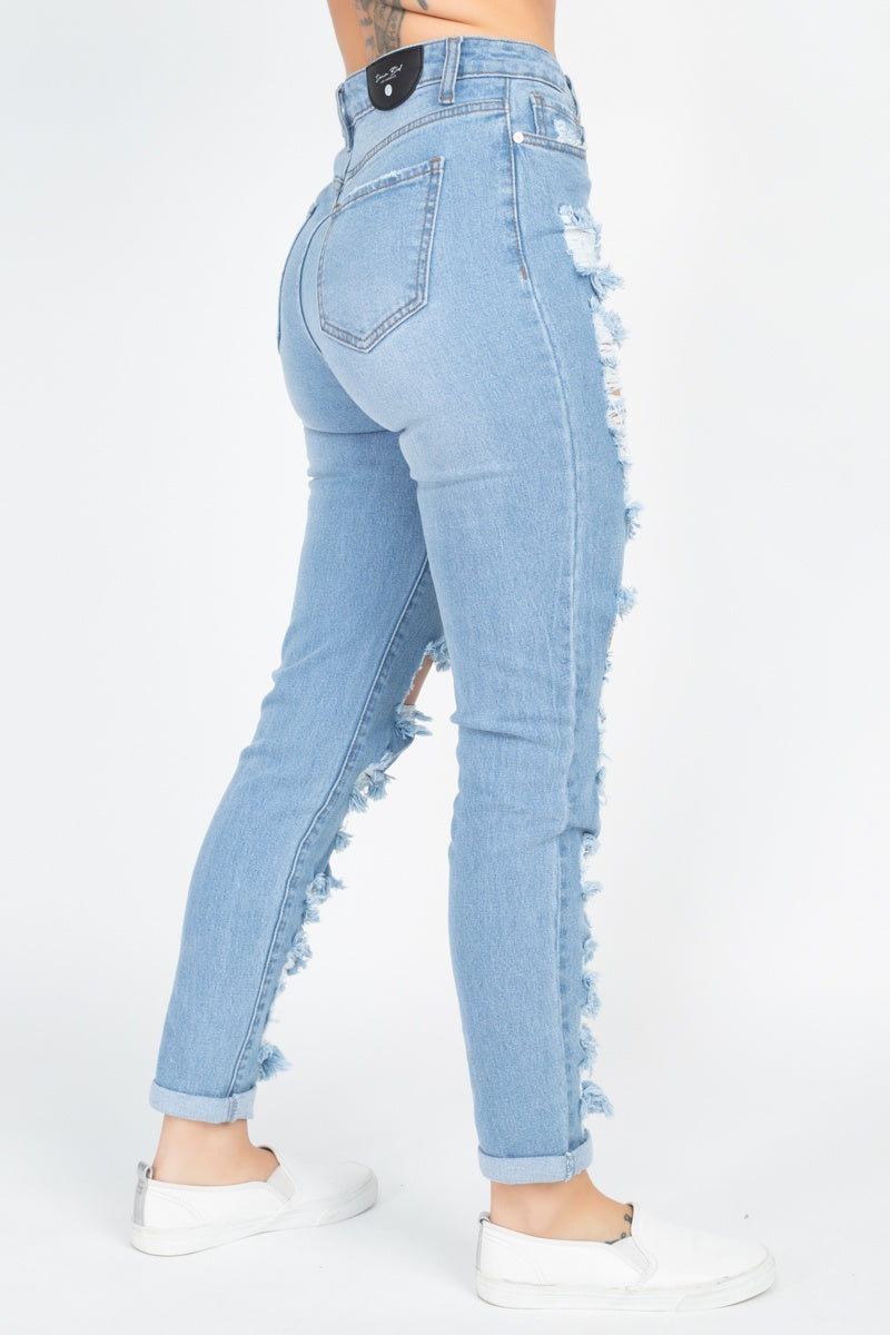 Distressed Straight Leg Jeans - YuppyCollections