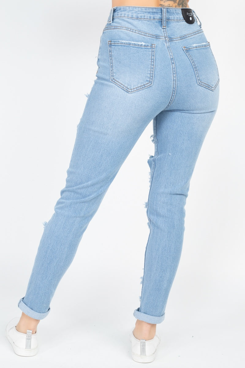 Distressed Straight Leg Jeans - YuppyCollections