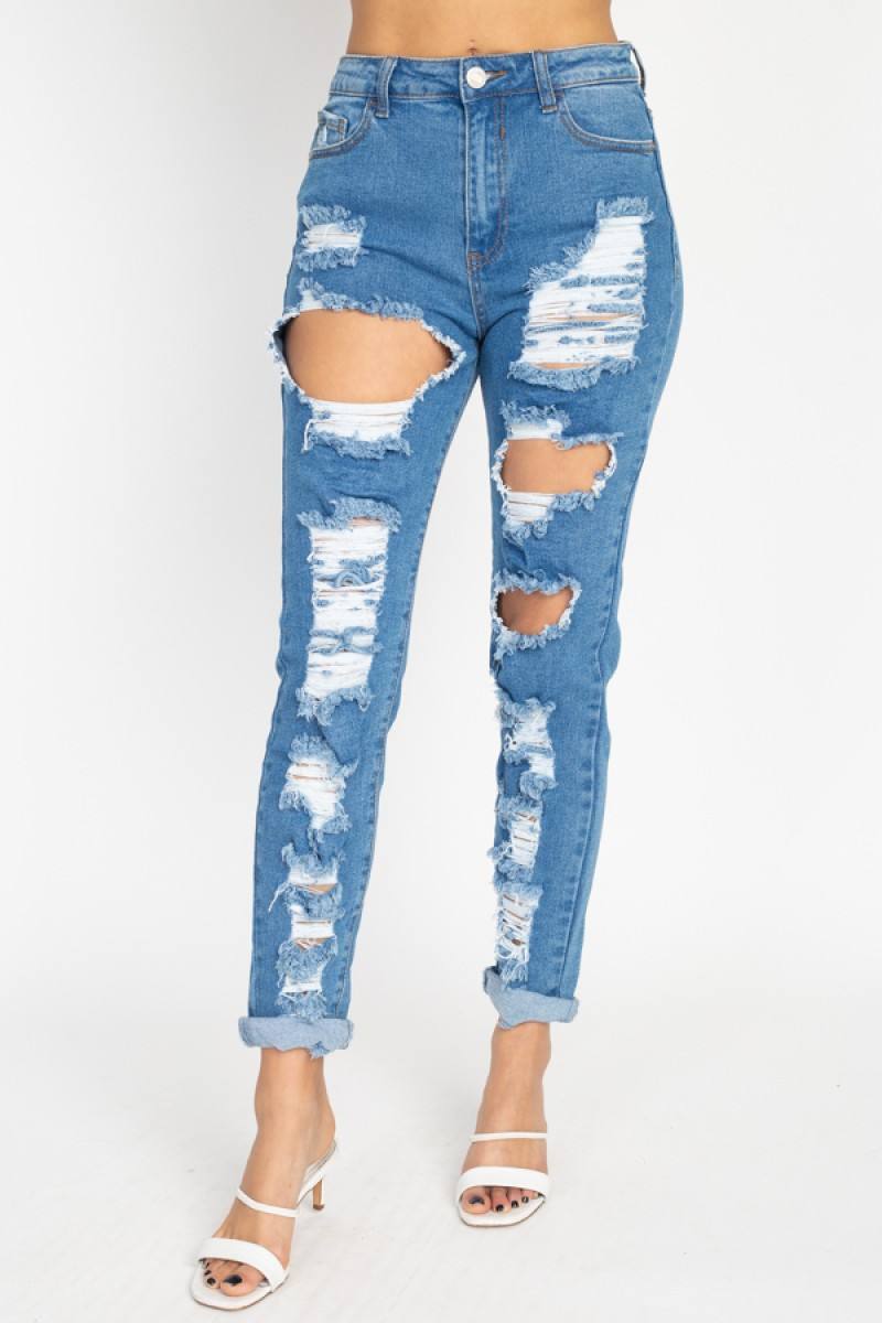 Distressed Straight Leg Jeans - YuppyCollections