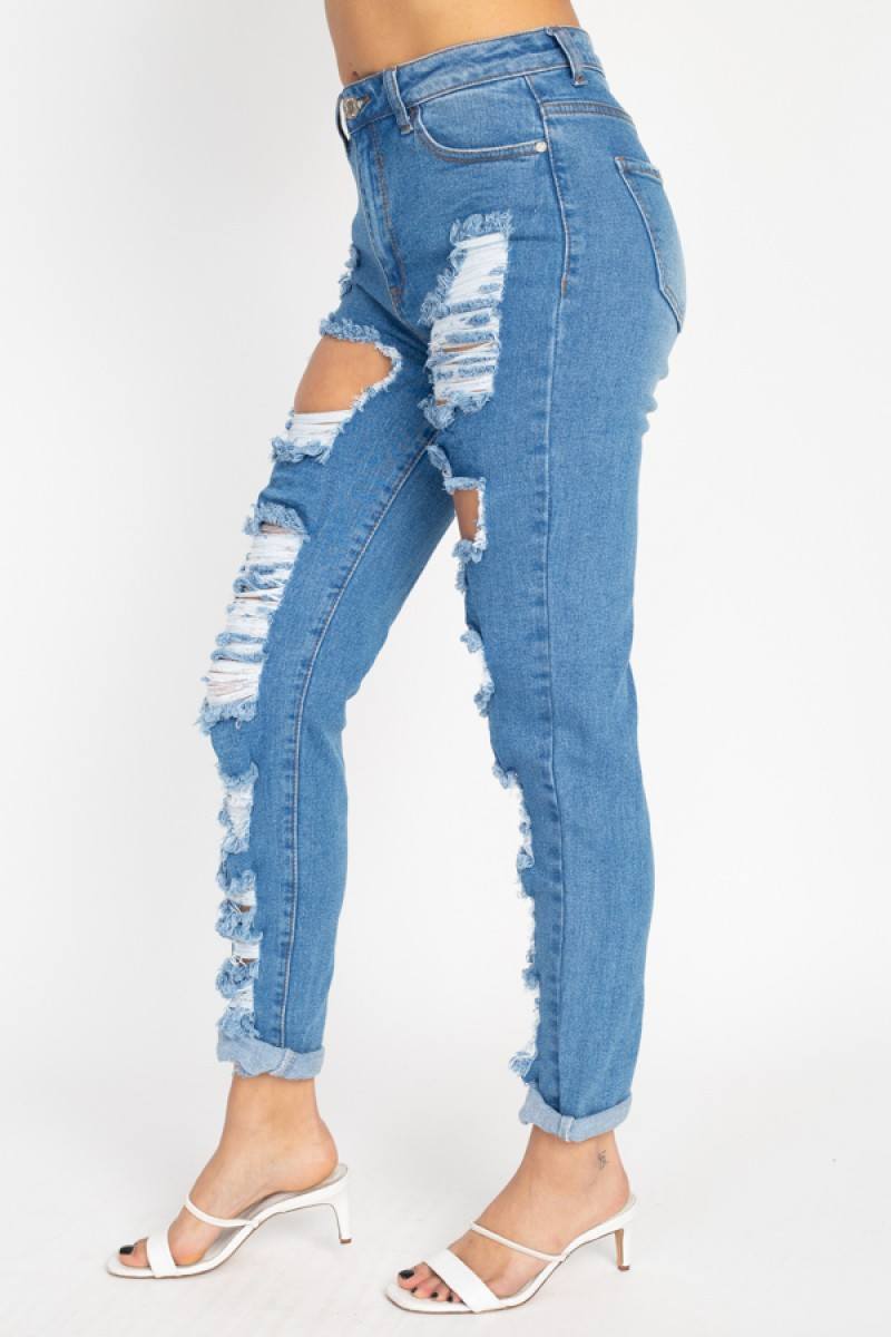 Distressed Straight Leg Jeans - YuppyCollections